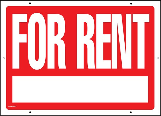 COSCO Sign with Numbers Kit, FOR RENT Sign with Black Vinyl Adhesive Numbers Kit, White Sign with Red Imprint, 16" x 22", 1 Sign